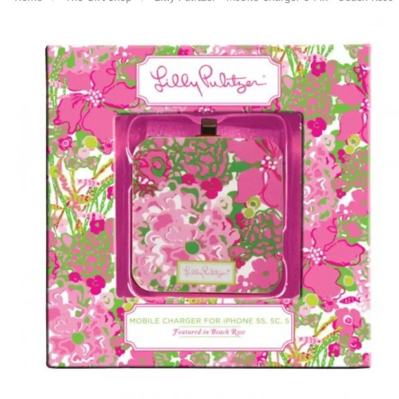 Lilly Pulitzer - Mobile Charger 8-Pin - Beach Rose - Picture 1 of 4